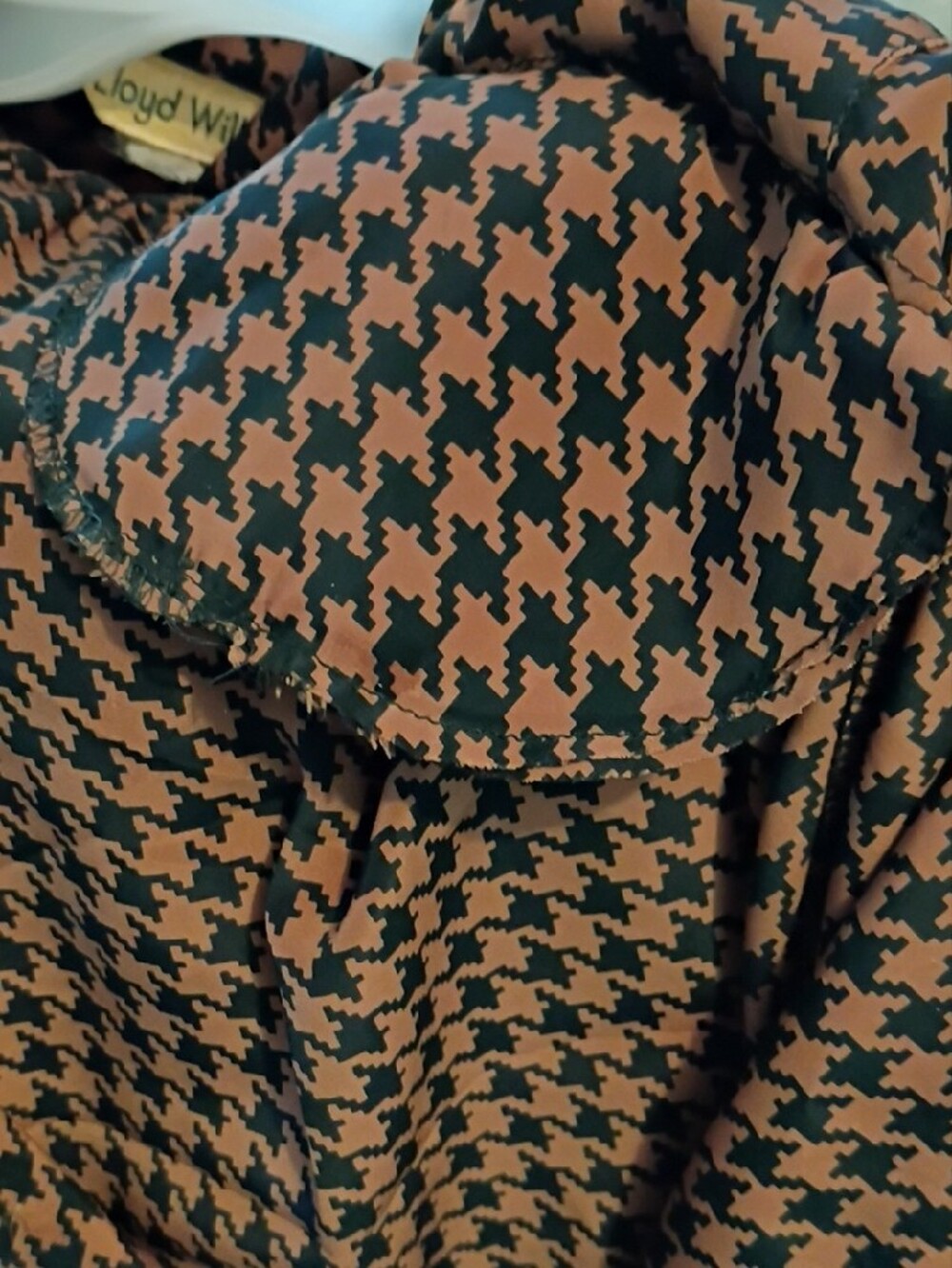 Vintage Tailored Houndstooth Blouse, Oversized, Covered Buttons, Sz 12, NWOT - Picture 12 of 12